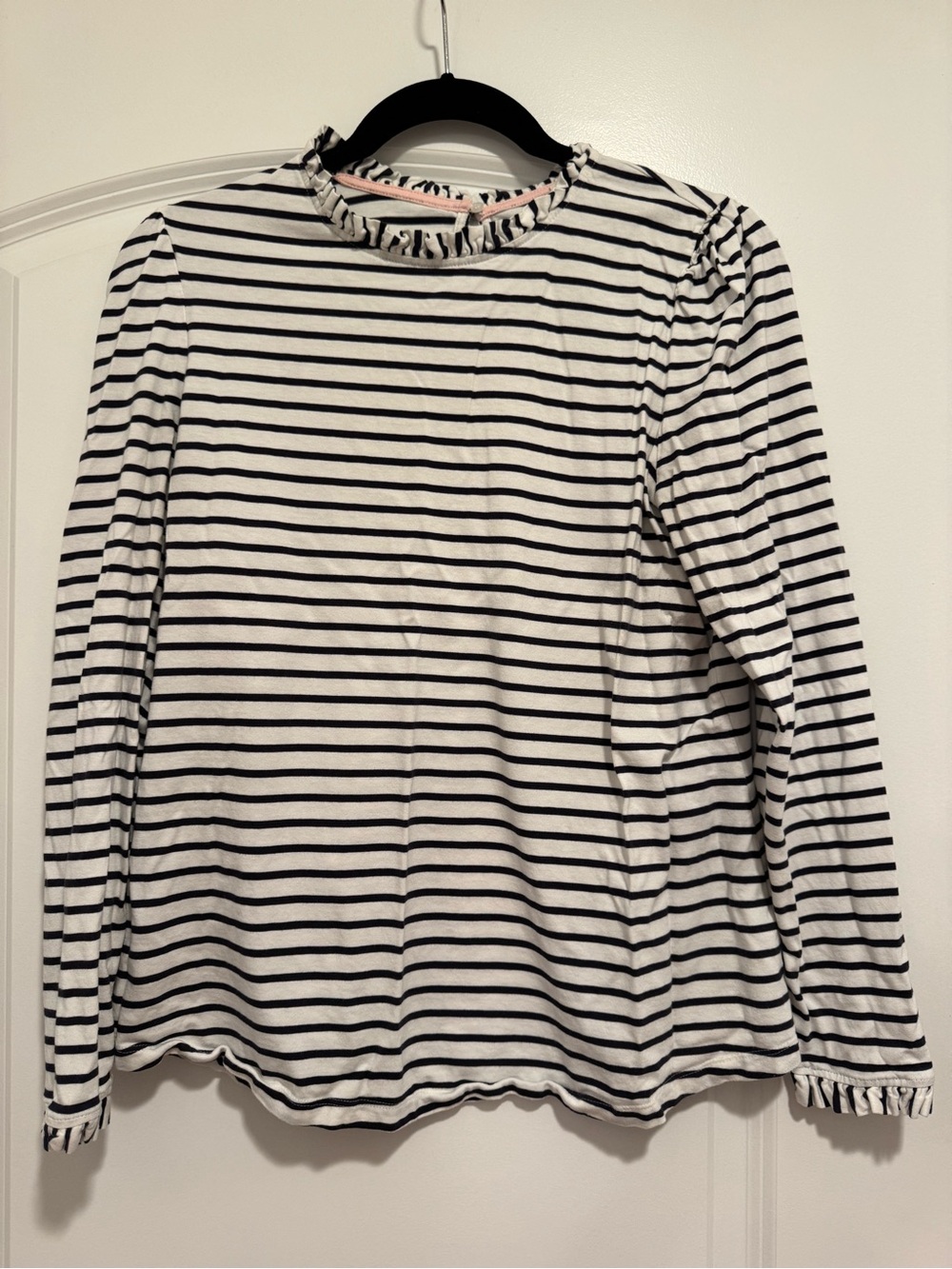 Boden Navy and White Striped Top